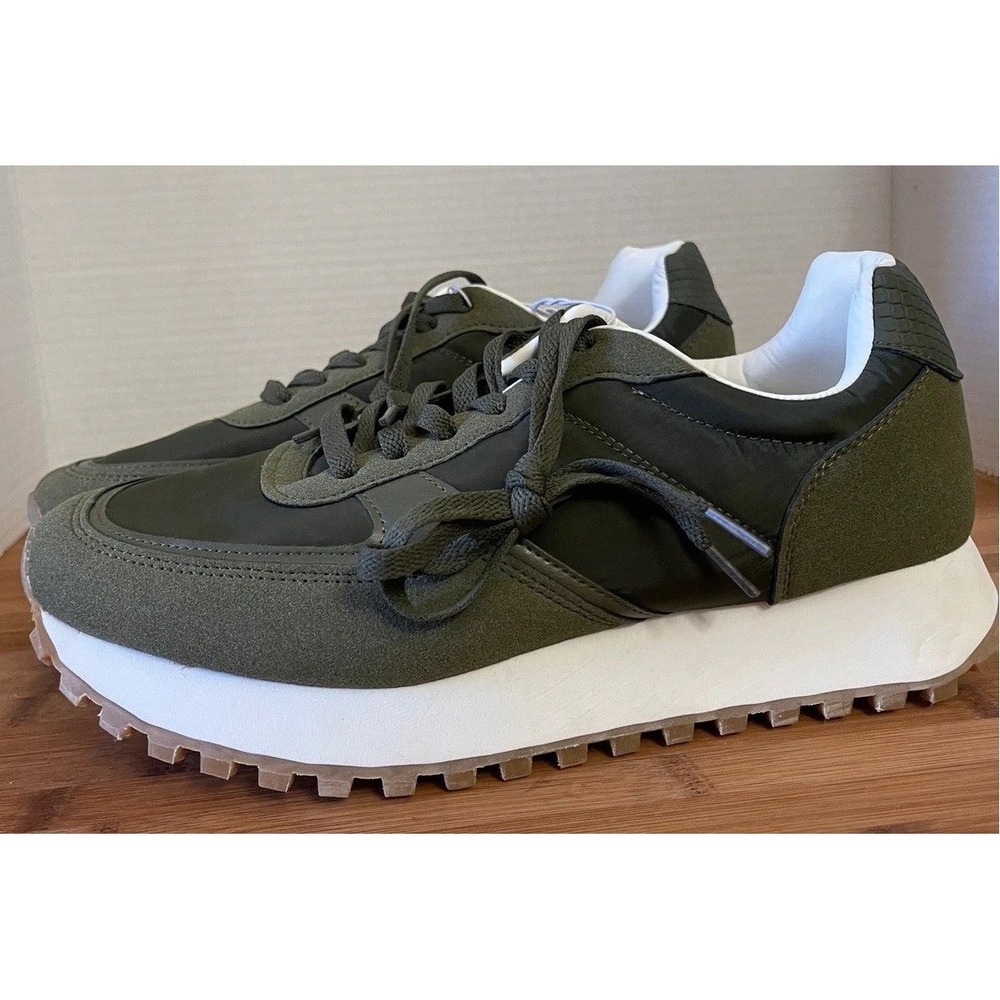 NEW Forever 21 Olive Green Platform Sneakers Lug Sole Trainers Tennis Shoes 10‎